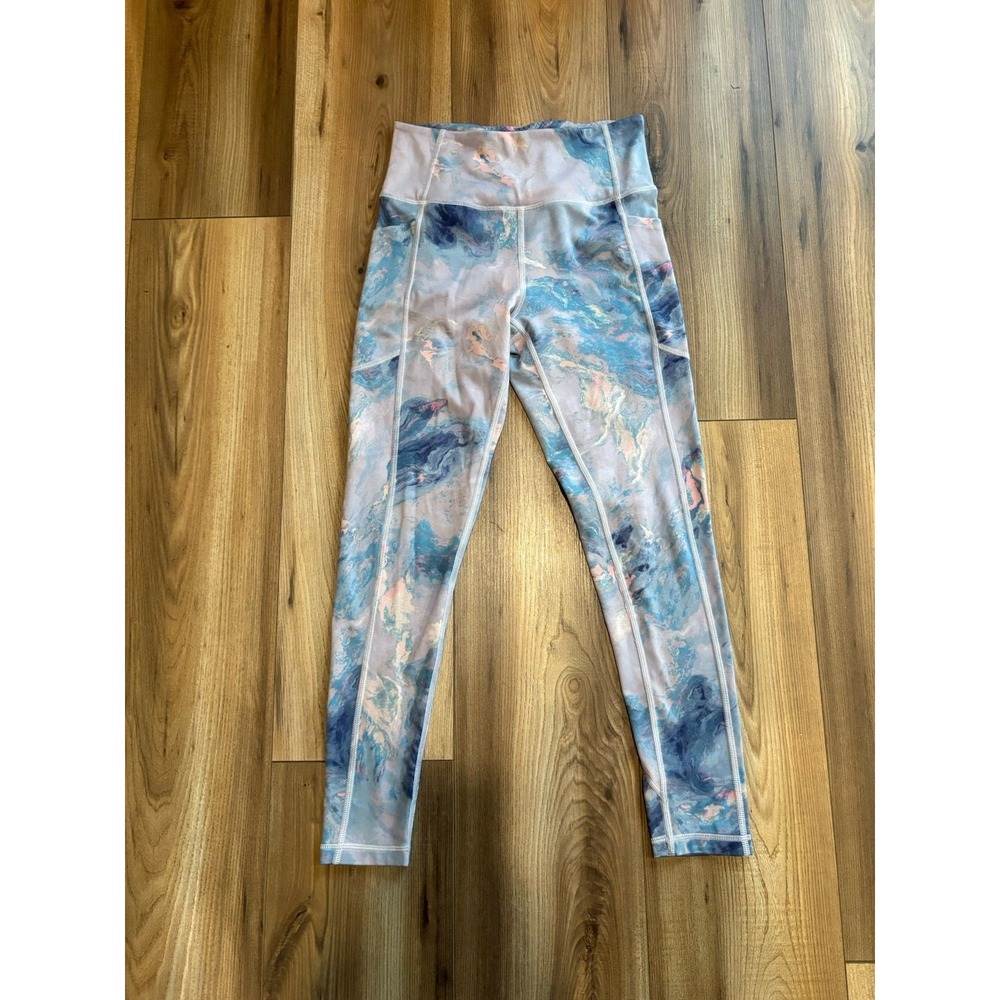 Vintage‎ Victoria's Secret Sz 4 Leggings Pink Blue Swirl Pockets Yoga Pants